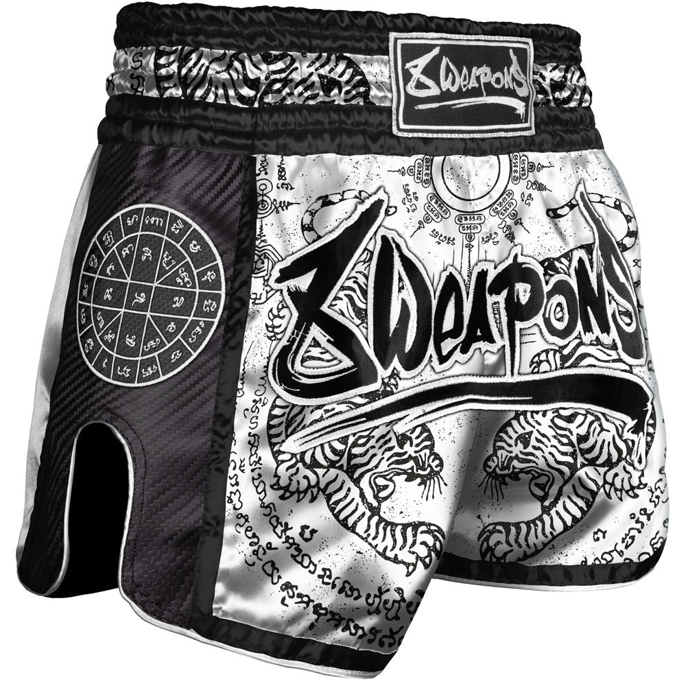 Шорты для Muay-Thai 8 Weapons Sak Yant Tigers белые