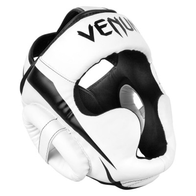 Боксерский шлем Venum Elite бело-черный