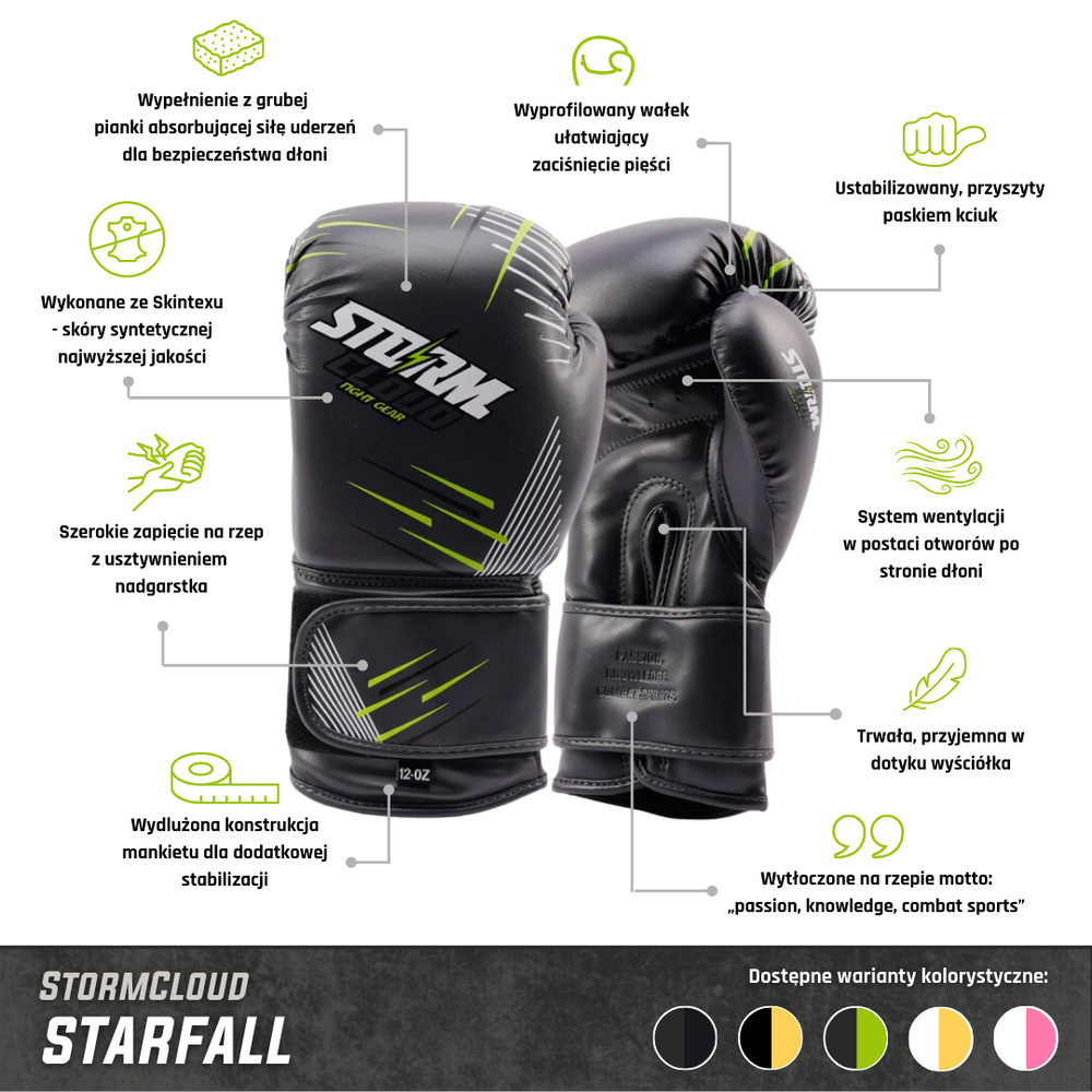 Боксерские перчатки StormCloud StarFall Черно/Желтые
