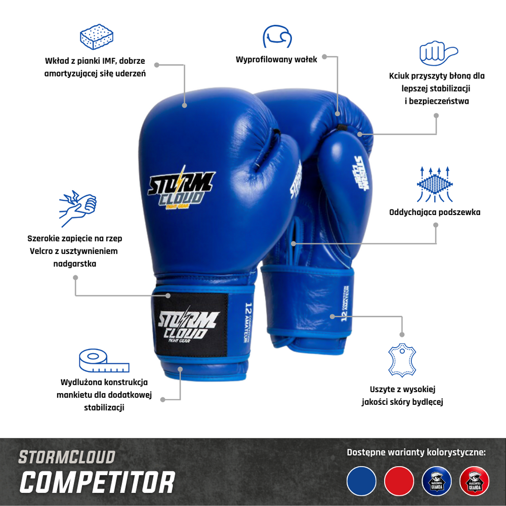 StormCloud Перчатки Боксерские Турнирные Competitor Синие