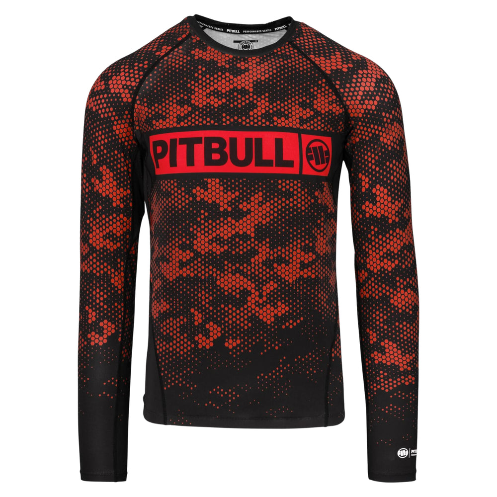 Рашгард Pitbull Hex Camo Hilltop с длинным рукавом красный