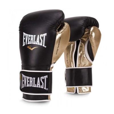 Боксерские перчатки Powerlock PU от Everlast черно-золотые