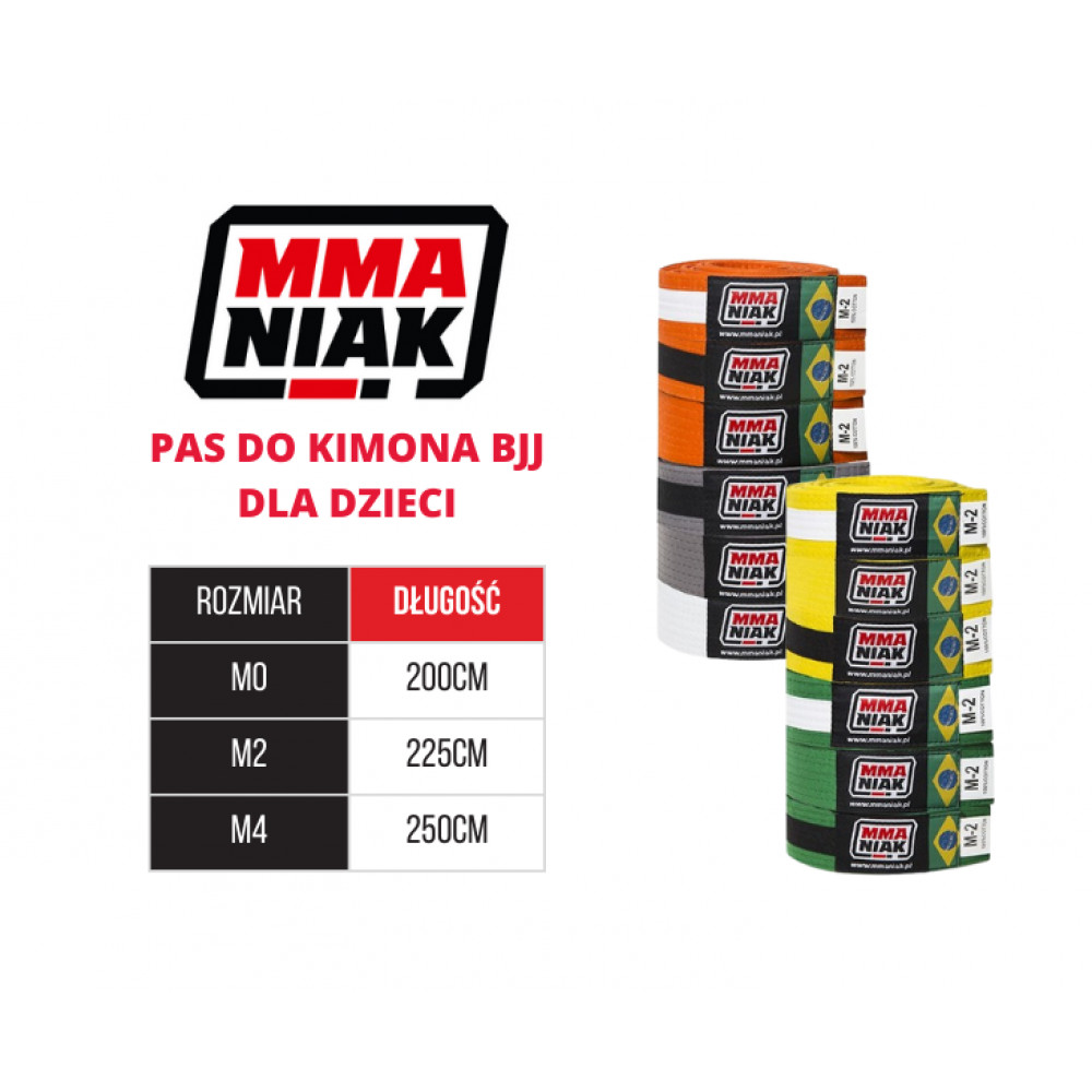 Детский пояс для Джиу-джитсу (BJJ) MMAniak желтый с черной полосой