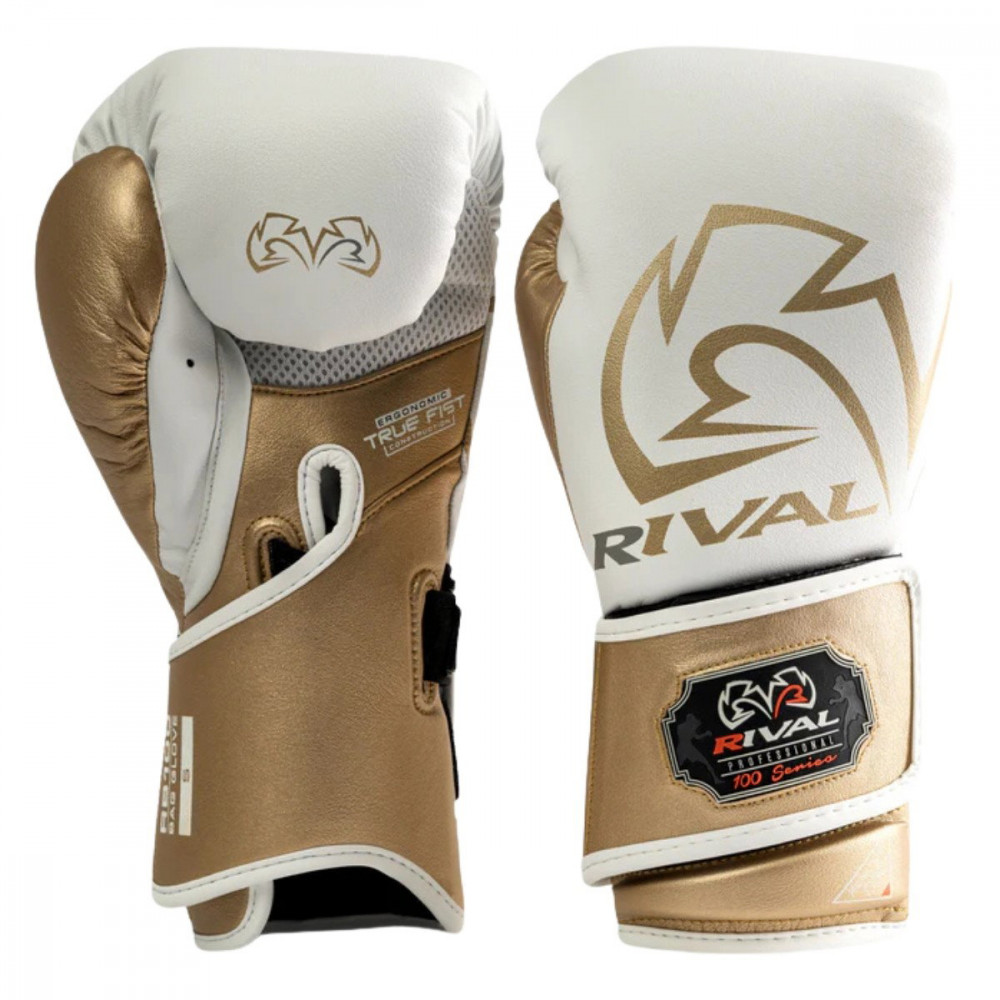 Перчатки боксерские Rival RB100 Бело-золотые