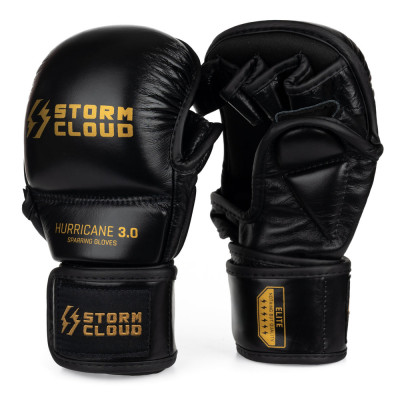 Перчатки для ММА StormCloud Hurricane 3.0 для спарринга черно-золотые 7 унций