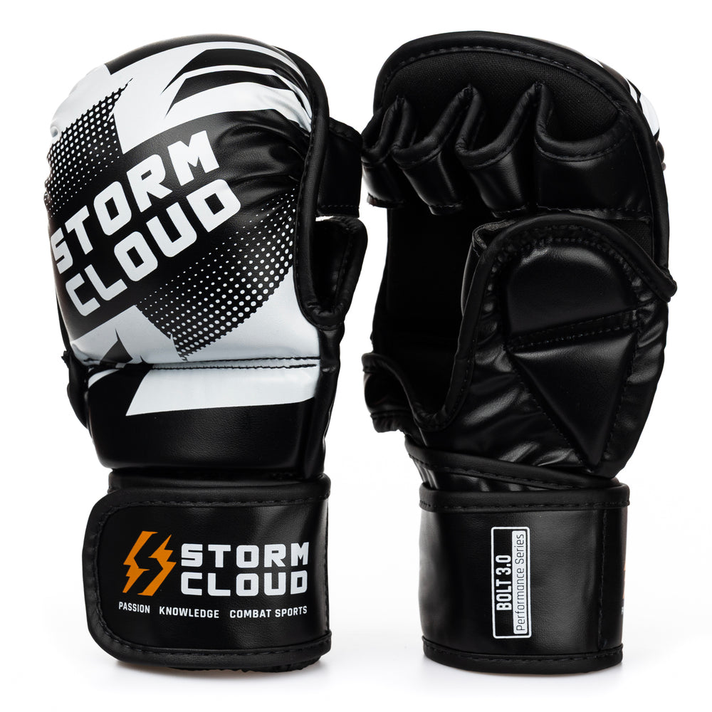 StormCloud Перчатки для ММА Bolt 3.0 для спарринга чёрные/белые