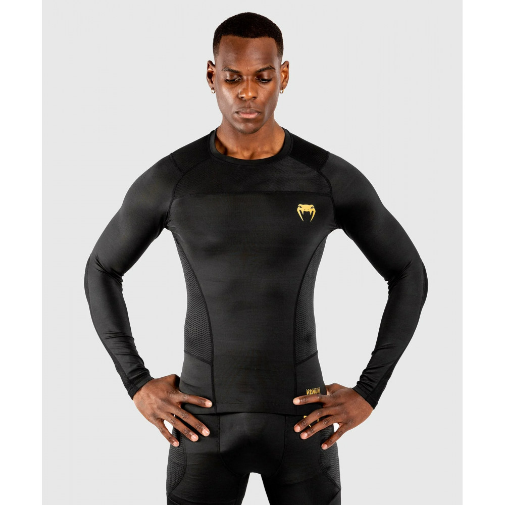 Рашгард Venum G-Fit Черно/Золотой с длинным рукавом